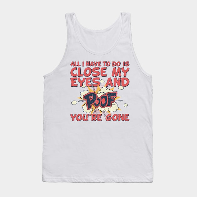 I just close my eyes, funny comic style aphantasia pun Tank Top by emmjott